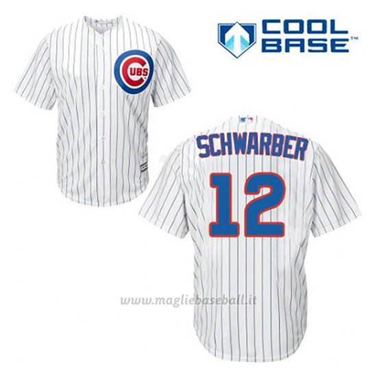 Maglia Baseball Uomo Chicago Cubs 12 Kyle Schwarber Bianco 1ªCool Base